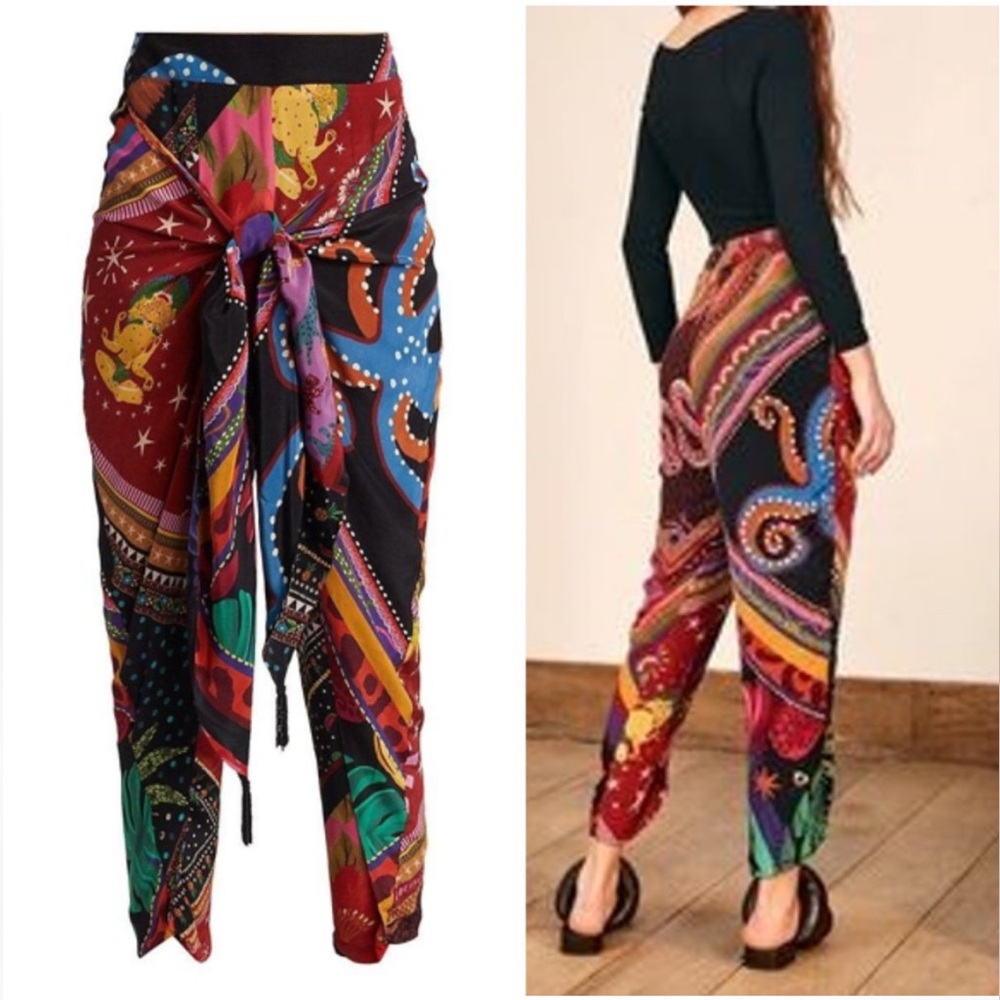 Farm Rio | Patterned Scarf Wrap Pants - Picture 4 of 9